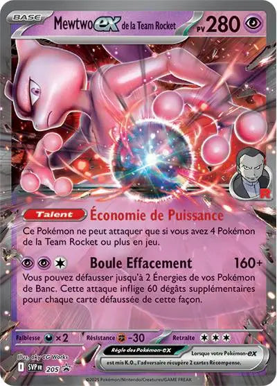 Mewtwo ex de la Team Rocket 205 OSMO CARDS